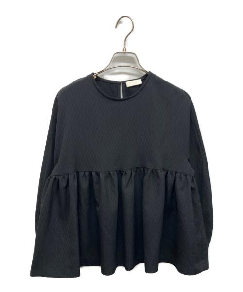 BALLSEY（ボールジィ）BALLSEY (ボールジィ) ランバスジャカード ペプラムブラウス ブラック サイズ:36の古着・服飾アイテム