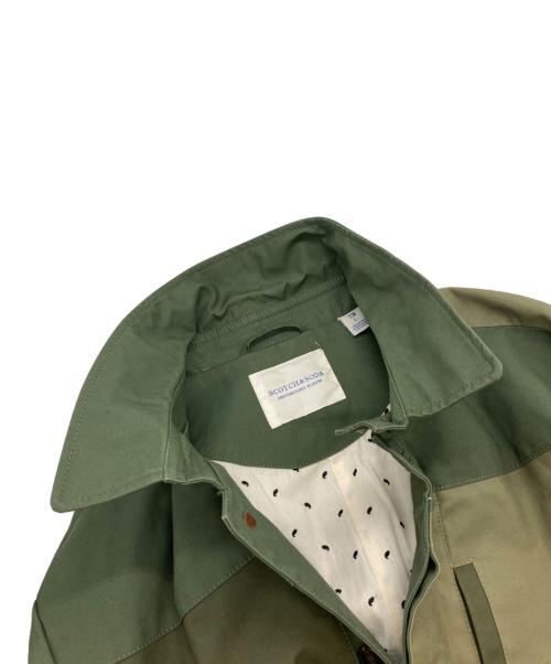 SCOTCH & SODA（スコッチアンドソーダ）SCOTCH & SODA (スコッチアンドソーダ) パッチワークステンカラーコート オリーブ サイズ:Lの古着・服飾アイテム