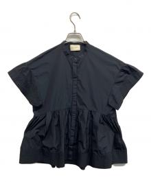UNITED ARROWS（ユナイテッドアローズ）の古着「タフタ ステッチペプラムブラウス」｜ネイビー