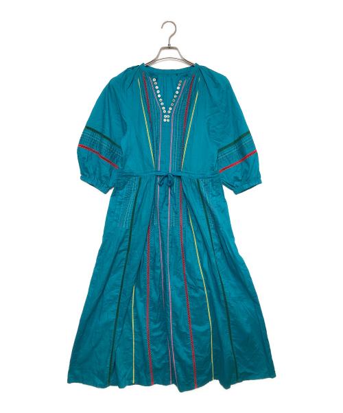 MUVEIL（ミュベール）MUVEIL (ミュベール) カラーステッチワンピース ブルー サイズ:SIZE 36の古着・服飾アイテム