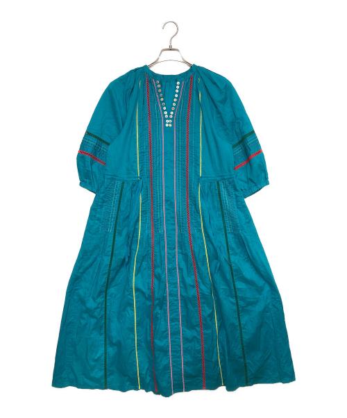 MUVEIL（ミュベール）MUVEIL (ミュベール) カラーステッチワンピース ブルー サイズ:SIZE 36の古着・服飾アイテム