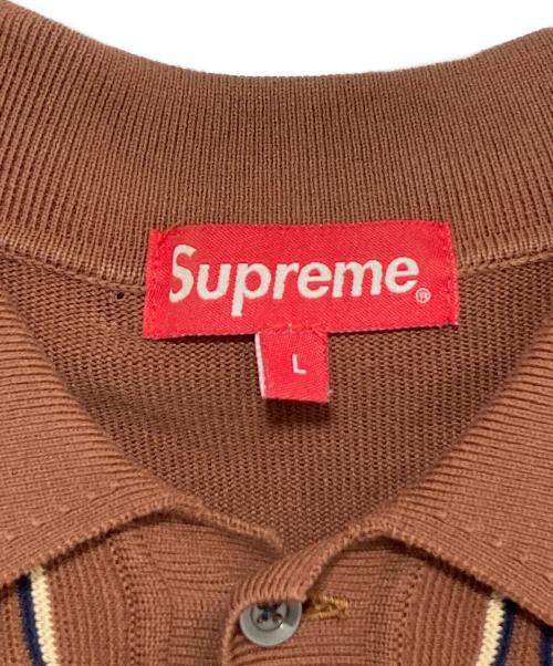 SUPREME（シュプリーム）SUPREME (シュプリーム) Vertical Stripe Knit L/S Polo ブラウン サイズ:Lの古着・服飾アイテム