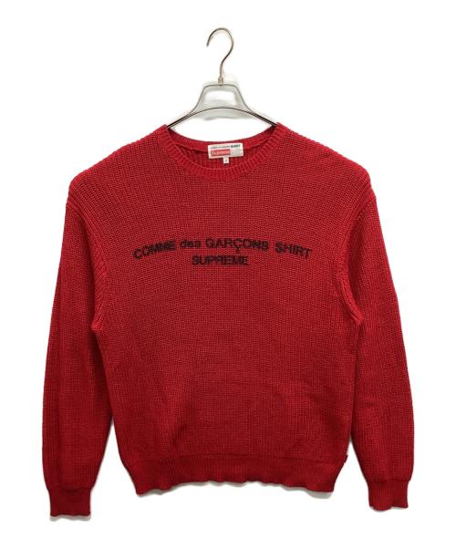 SUPREME（シュプリーム）Supreme (シュプリーム) COMME des GARCONS SHIRT (コムデギャルソンシャツ) コラボクルーネックセーター レッド サイズ:Mの古着・服飾アイテム