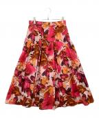 ANAYIアナイ）の古着「ペイントフラワープリントティアード スカート」｜ピンク