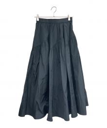 ANAYI（アナイ）の古着「タフタ切替えティアード スカート」｜ブラック