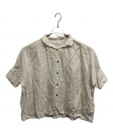 Honnete（オネット）の古着「100sボイルドコットン 半袖 ギャザー ブラウス」｜ナチュラル