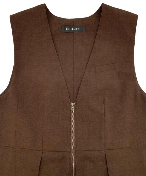 LOUNIE（ルーニー）LOUNIE (ルーニー) フロントファスナーオールインワン ブラウン サイズ:36の古着・服飾アイテム