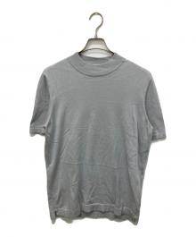 GRAN SASSO（グランサッソ）の古着「12ゲージソフトコットンS/Sモックネックニット」｜ライトグレー