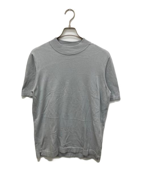 GRAN SASSO（グランサッソ）GRAN SASSO (グランサッソ) 12ゲージソフトコットンS/Sモックネックニット ライトグレー サイズ:50の古着・服飾アイテム