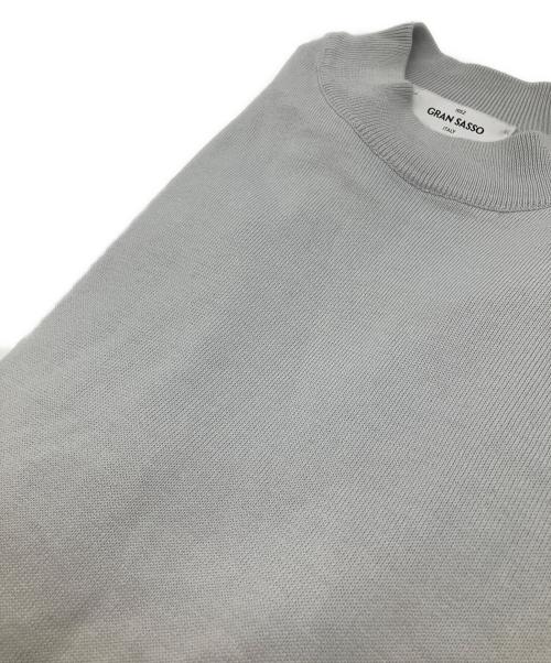 GRAN SASSO（グランサッソ）GRAN SASSO (グランサッソ) 12ゲージソフトコットンS/Sモックネックニット ライトグレー サイズ:50の古着・服飾アイテム
