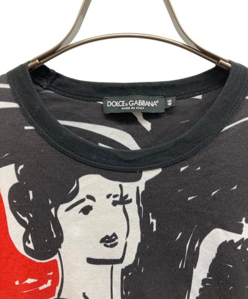 DOLCE & GABBANA（ドルチェ＆ガッバーナ）DOLCE & GABBANA (ドルチェ＆ガッバーナ) ジャズシンガープリントリンガーTシャツ ブラック サイズ:46の古着・服飾アイテム