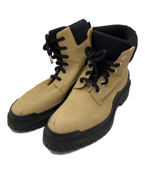 HERMES（エルメス）HERMES (エルメス) プラットフォーム６ホールスウェードブーツ ベージュ×ブラック サイズ:40の古着・服飾アイテム