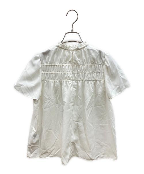 BLUE LABEL CRESTBRIDGE（ブルーレーベルクレストブリッジ）BLUE LABEL CRESTBRIDGE (ブルーレーベルクレストブリッジ) コットンライクスパンローンシャーリングブラウス ホワイト サイズ:36の古着・服飾アイテム