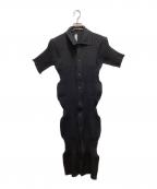 CFCLシーエフシーエル）の古着「FLUTED SHORT SLEEVE SHIRT DRESS(フルーテッド ショート スリーブ シャツ ドレス)」｜ブラック