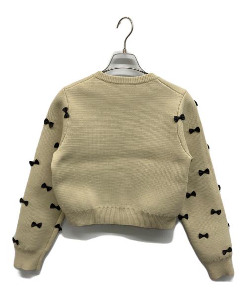 Ameri（アメリ）AMERI (アメリ) MANY RIBBON SHORT KNIT TOP ベージュ サイズ:Ｍの古着・服飾アイテム