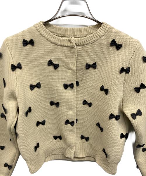Ameri（アメリ）AMERI (アメリ) MANY RIBBON SHORT KNIT TOP ベージュ サイズ:Ｍの古着・服飾アイテム