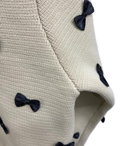 Ameri（アメリ）AMERI (アメリ) MANY RIBBON SHORT KNIT TOP ベージュ サイズ:Ｍの古着・服飾アイテム