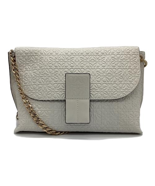 LOEWE（ロエベ）LOEWE (ロエベ) リピートアナグラムアベニューチェーンショルダーバッグ ホワイトの古着・服飾アイテム