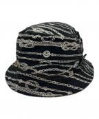 stussyステューシー）の古着「チェーン柄バケットハット」｜ブラック