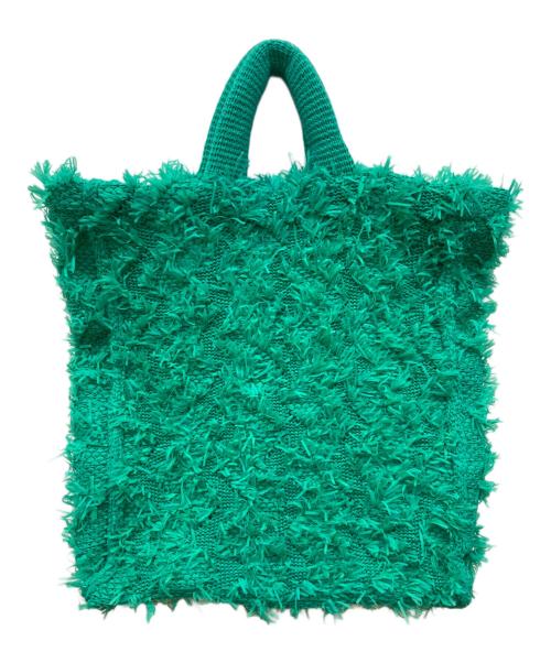 NKNIT（ンニット）NKNIT (ンニット) fringe knit big bag（フリンジニットビックバッグ） グリーンの古着・服飾アイテム
