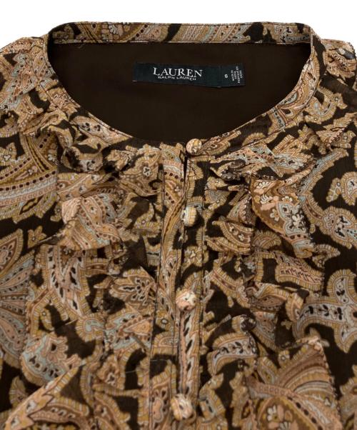 LAUREN RALPH LAUREN（ローレンラルフローレン）LAUREN RALPH LAUREN (ローレンラルフローレン) フリルブラウスワンピース ベージュ サイズ:6の古着・服飾アイテム