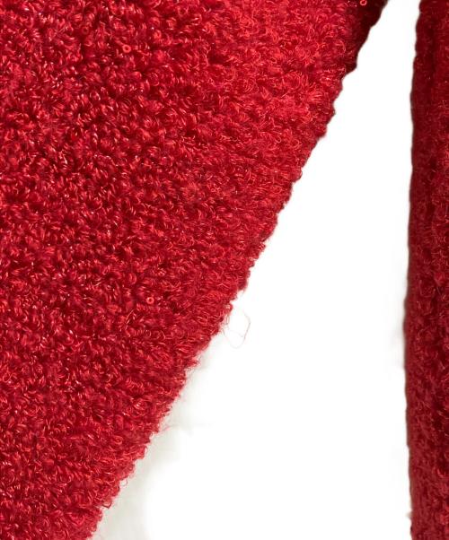 Mila Owen（ミラオーウェン）Mila Owen (ミラオーウェン) 金釦ノーカラーコンパクトラメニットジャケット レッド 未使用品の古着・服飾アイテム