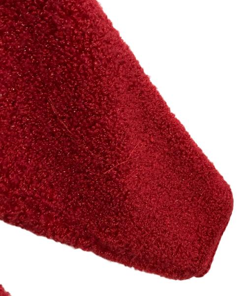 Mila Owen（ミラオーウェン）Mila Owen (ミラオーウェン) 金釦ノーカラーコンパクトラメニットジャケット レッド 未使用品の古着・服飾アイテム