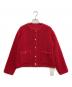 Mila Owen（ミラオーウェン）の古着「金釦ノーカラーコンパクトラメニットジャケット」｜レッド