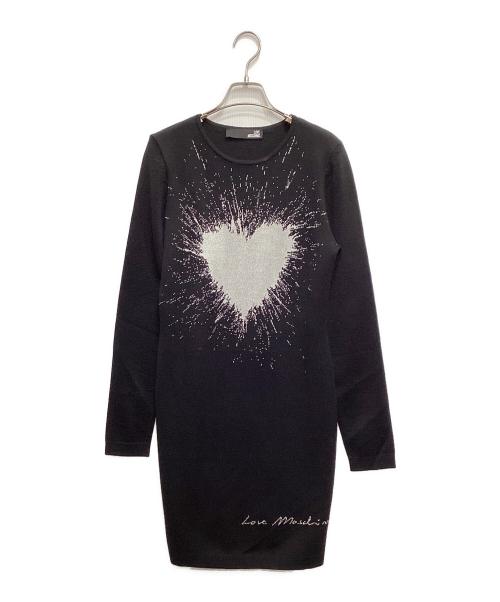 LOVE MOSCHINO（ラブモスキーノ）LOVE MOSCHINO (ラブモスキーノ) インターシャニットワンピース ブラック サイズ:40の古着・服飾アイテム