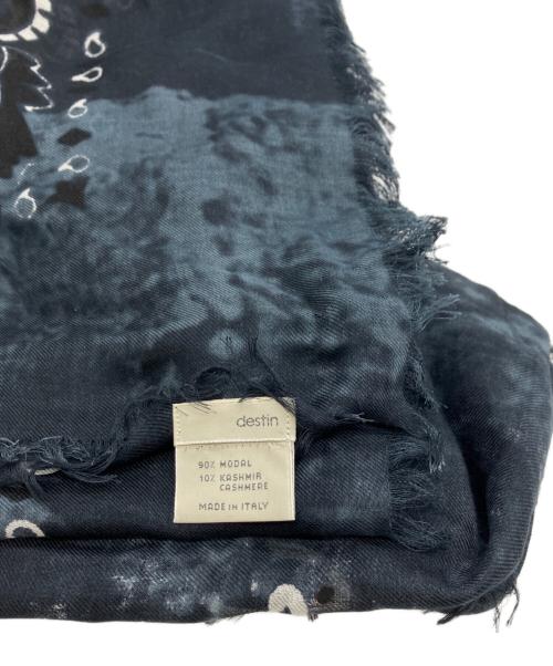 destin（デスティン）destin (デスティン) ハンドプリントバンダナストール　AP STUDIO取扱 ネイビー サイズ:136×132の古着・服飾アイテム