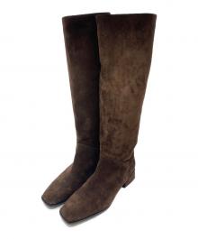 FABIO RUSCONI（ファビオルスコーニ）の古着「スクエアトゥロングブーツ」｜ブラウン