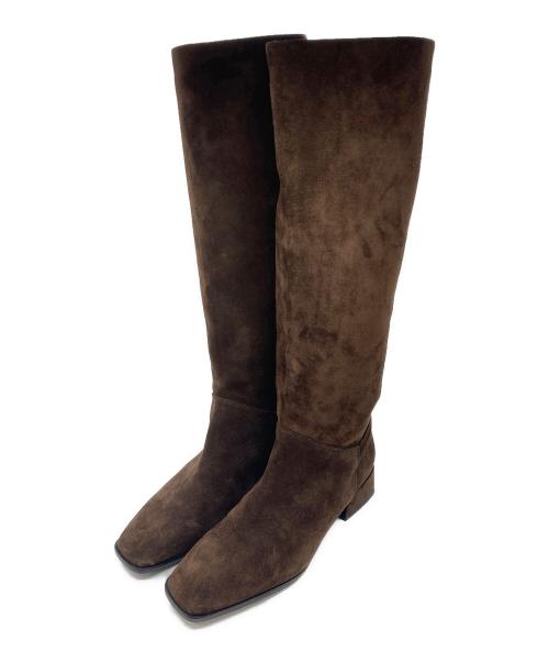 FABIO RUSCONI（ファビオルスコーニ）FABIO RUSCONI (ファビオルスコーニ) スクエアトゥロングブーツ ブラウン サイズ:35の古着・服飾アイテム