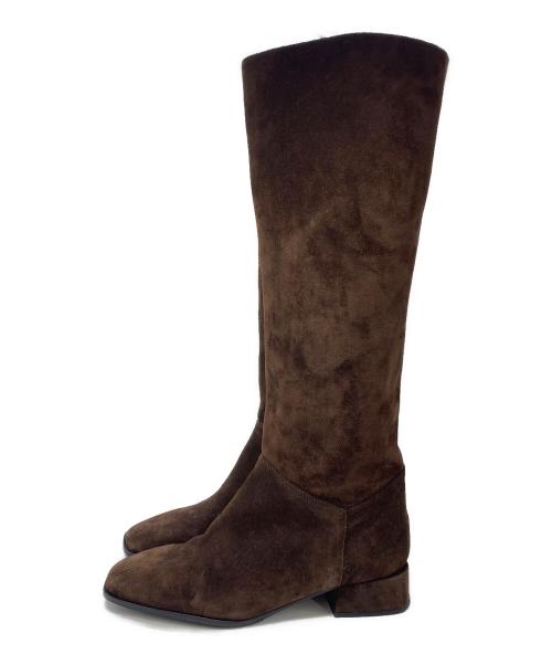 FABIO RUSCONI（ファビオルスコーニ）FABIO RUSCONI (ファビオルスコーニ) スクエアトゥロングブーツ ブラウン サイズ:35の古着・服飾アイテム