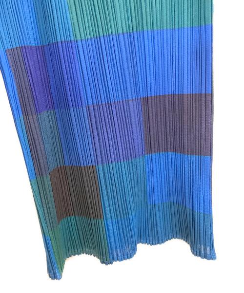 PLEATS PLEASE（プリーツプリーズ）PLEATS PLEASE (プリーツプリーズ) Colorful Block Mosaic Wide Pants ブルー サイズ:4の古着・服飾アイテム