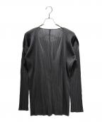 PLEATS PLEASEプリーツプリーズ）の古着「プリーツカーディガン PP04-JO607」｜ダークグレー