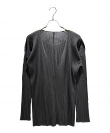 PLEATS PLEASE（プリーツプリーズ）の古着「プリーツカーディガン PP04-JO607」｜ダークグレー