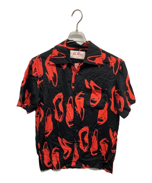 Aloha Blossom（アロハブロッサム）Aloha Blossom (アロハブロッサム) アロハシャツ ブラック×レッド サイズ:40の古着・服飾アイテム