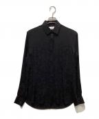 Saint Laurent Parisサンローランパリ）の古着「フローラルジャガードシルクシャツ」｜ブラック