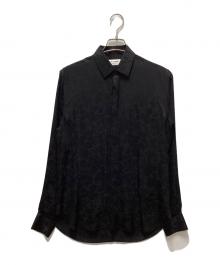 Saint Laurent Paris（サンローランパリ）の古着「フローラルジャガードシルクシャツ」｜ブラック