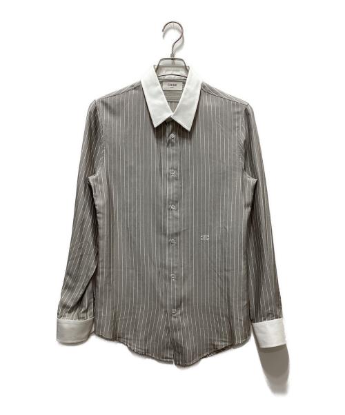 CELINE（セリーヌ）CELINE (セリーヌ) カーナビールーズシルクストライプシャツ ベージュ サイズ:36の古着・服飾アイテム