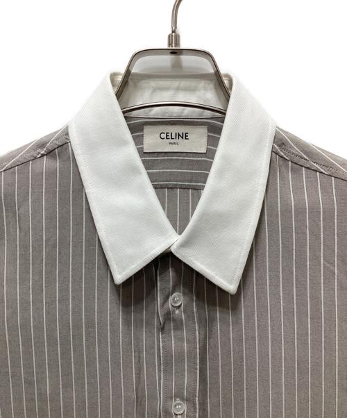 CELINE（セリーヌ）CELINE (セリーヌ) カーナビールーズシルクストライプシャツ ベージュ サイズ:36の古着・服飾アイテム