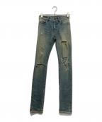 Saint Laurent Parisサンローランパリ）の古着「デストロイスキニーデニムパンツ」｜ライトインディゴ