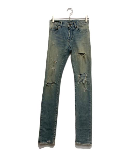 Saint Laurent Paris（サンローランパリ）Saint Laurent Paris (サンローランパリ) デストロイスキニーデニムパンツ ライトインディゴ サイズ:W26の古着・服飾アイテム