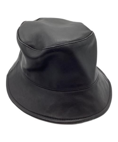 kijima takayuki（キジマタカユキ）KIJIMA TAKAYUKI (キジマタカユキ) レザーバケットハット ブラックの古着・服飾アイテム