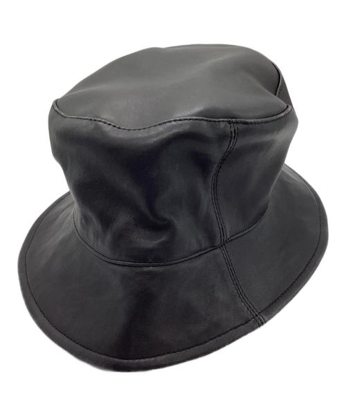 kijima takayuki（キジマタカユキ）KIJIMA TAKAYUKI (キジマタカユキ) レザーバケットハット ブラックの古着・服飾アイテム