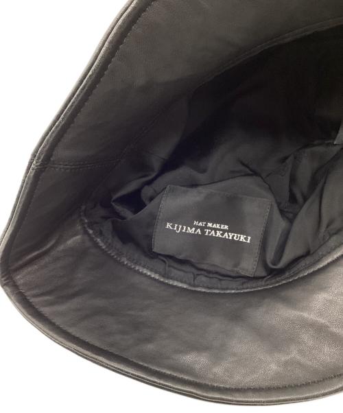 kijima takayuki（キジマタカユキ）KIJIMA TAKAYUKI (キジマタカユキ) レザーバケットハット ブラックの古着・服飾アイテム
