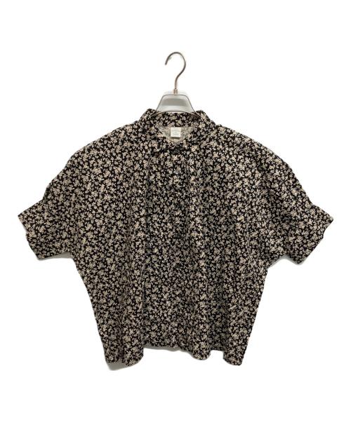 NOUVELLES DU PARADIS（ヌーヴェル ドゥ パラディ）NOUVELLES DU PARADIS (ヌーヴェル ドゥ パラディ) 綿麻フラワープリントワイドブラウス ブラック サイズ:38の古着・服飾アイテム