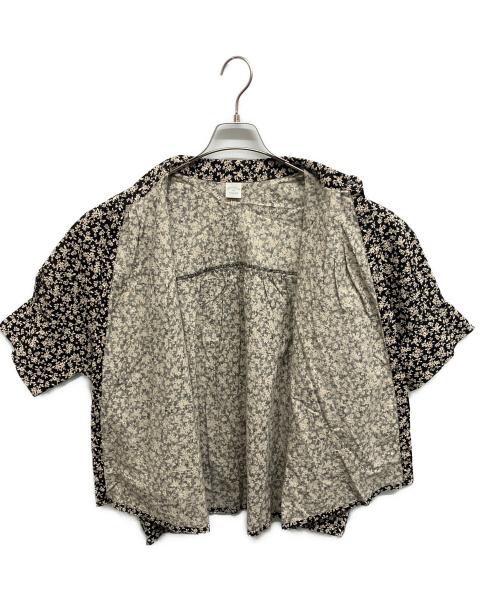 NOUVELLES DU PARADIS（ヌーヴェル ドゥ パラディ）NOUVELLES DU PARADIS (ヌーヴェル ドゥ パラディ) 綿麻フラワープリントワイドブラウス ブラック サイズ:38の古着・服飾アイテム