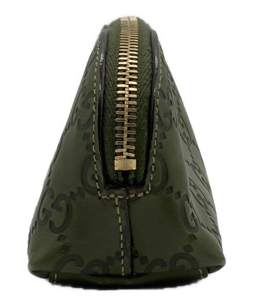 GUCCI（グッチ）GUCCI (グッチ) GGロゴエンボスポーチ グリーンの古着・服飾アイテム