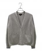 DRAWERドゥロワー）の古着「ウールカシミヤアゼ編みカーディガン/畦編みカーディガン」｜グレー